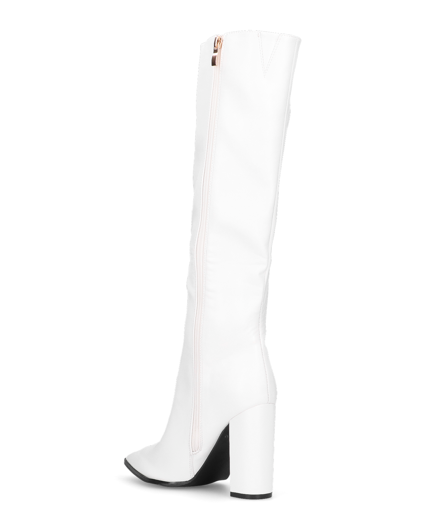 NEERA - stivali alti bianchi sotto il ginocchio con cerniera laterale