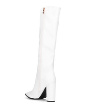 NEERA - stivali alti bianchi sotto il ginocchio con cerniera laterale