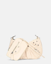 NIKKIE - borsetta beige con chiusura zip, tracolla e borsellino removibili