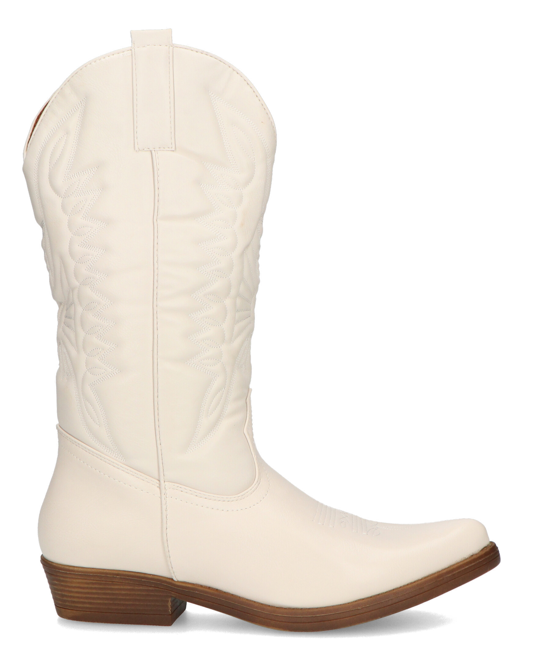 NILLA - stivali camperos beige con ricami