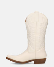 NILLA - stivali camperos beige con ricami