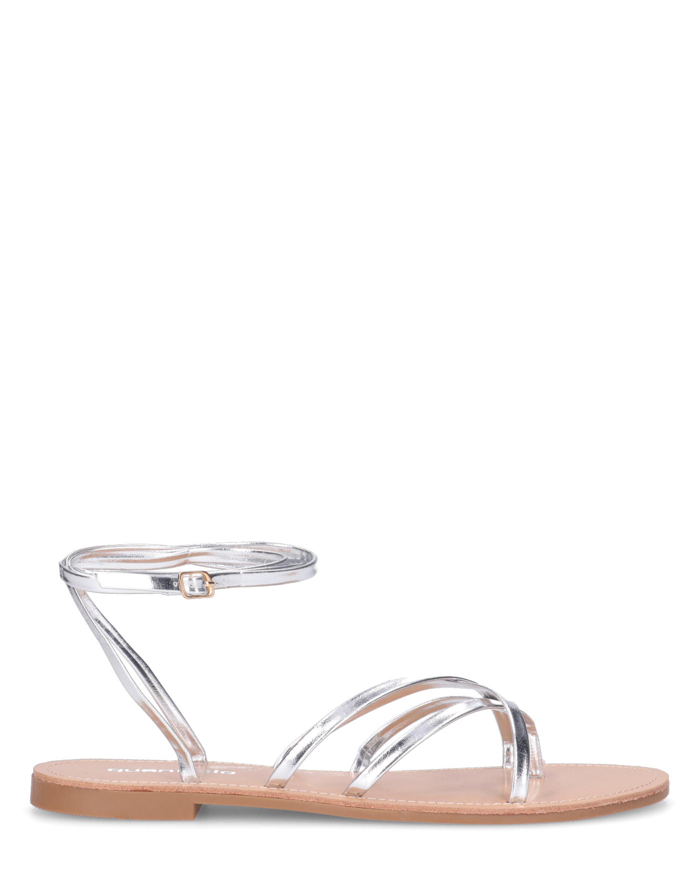 NINA - sandali bassi con cinturino e fasce argentate