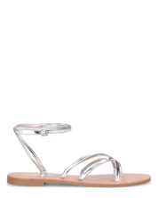 NINA - sandali bassi con cinturino e fasce argentate