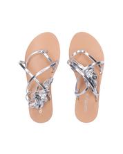 CRESSIDA - sandali bassi beige con cordini argento