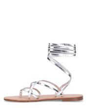 CRESSIDA - sandali bassi beige con cordini argento