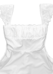 NOELE - vestito bianco con gonna ampia e dettagli in pizzo