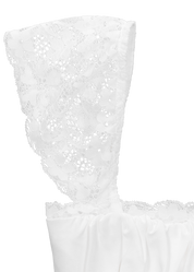 NOELE - vestito bianco con gonna ampia e dettagli in pizzo