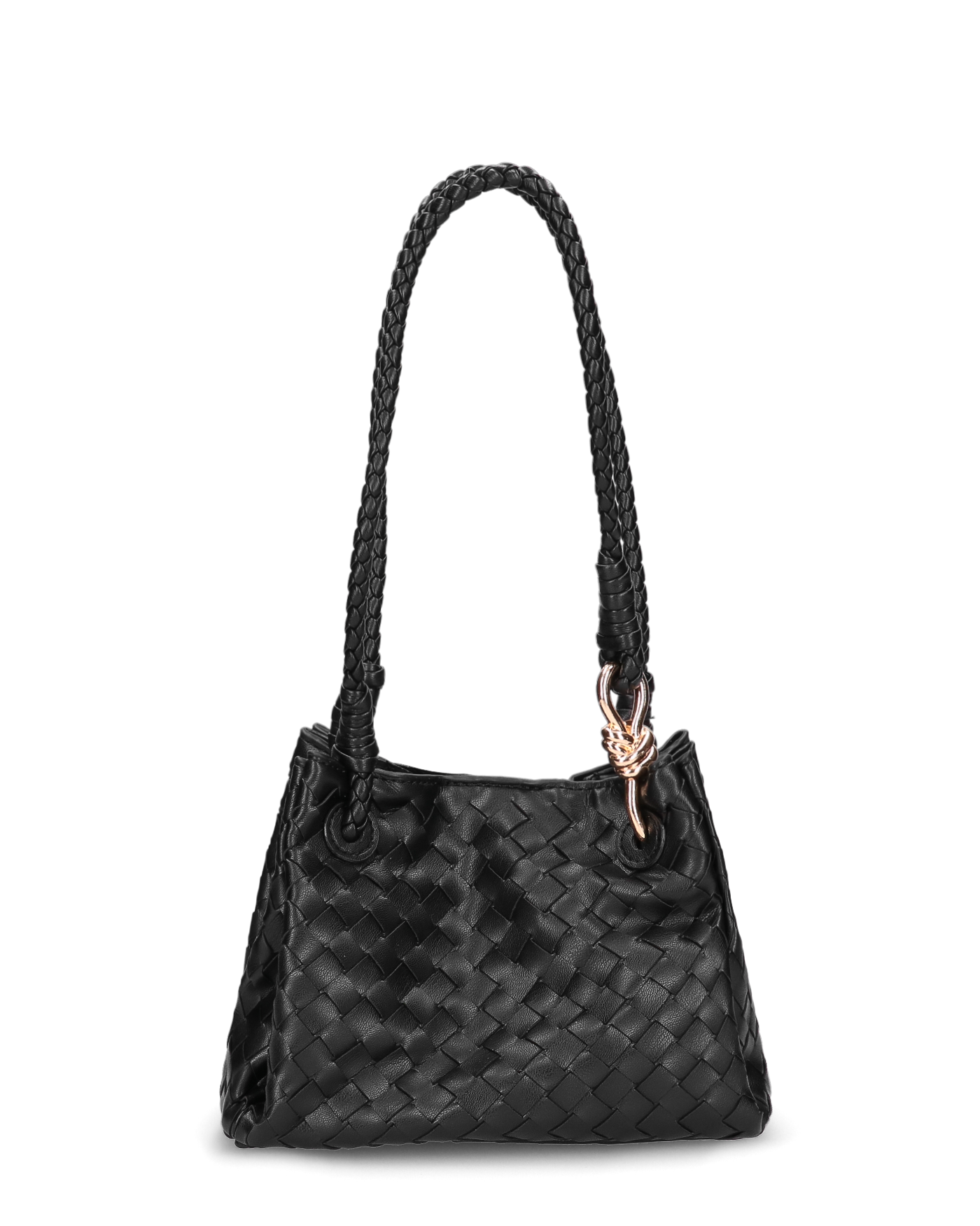 OLEANE - borsetta nera con effetto intrecciato e tracolla aggiuntiva