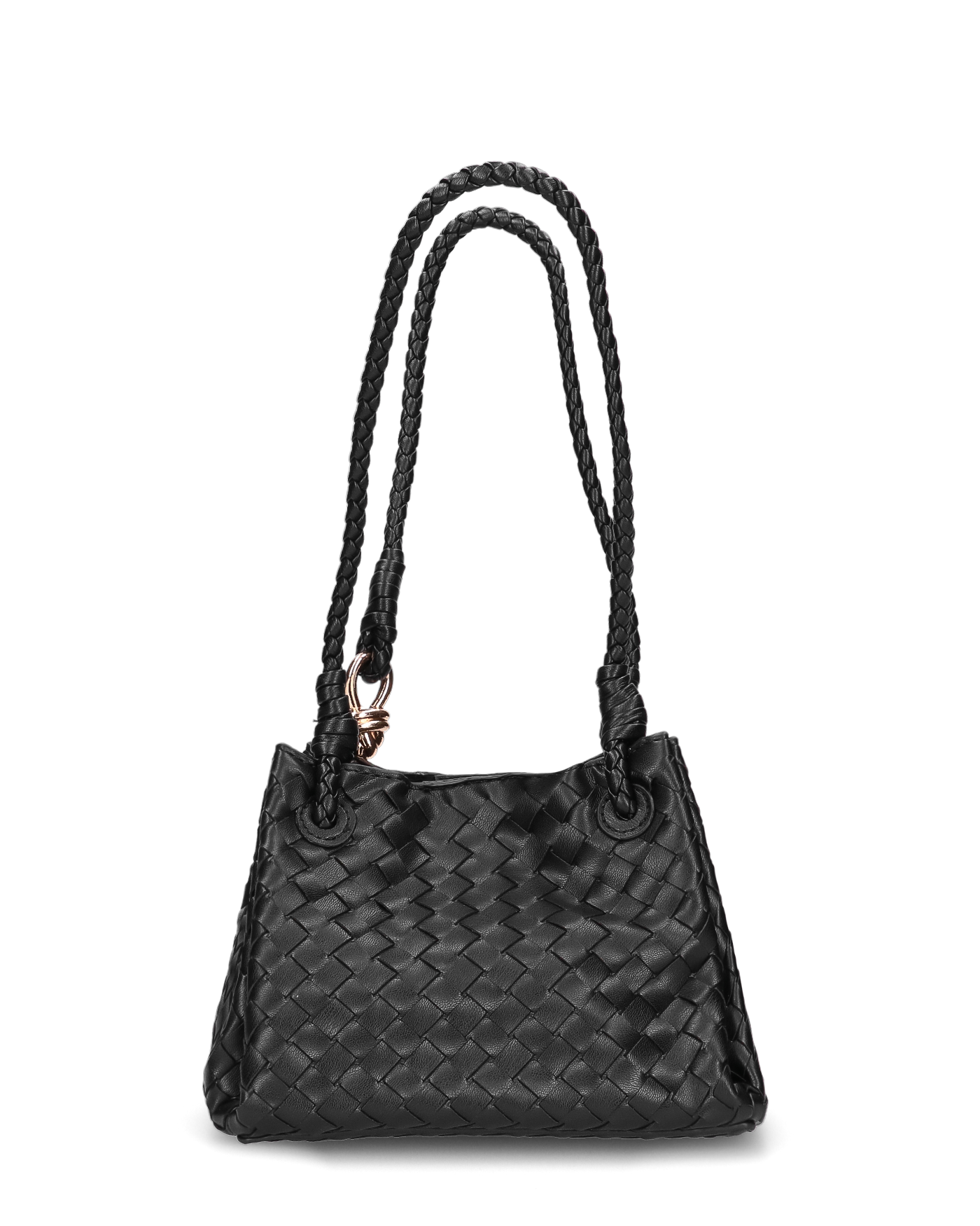 OLEANE - borsetta nera con effetto intrecciato e tracolla aggiuntiva