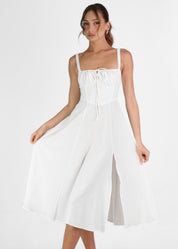 ORNELLA - vestito midi ampio in bianco