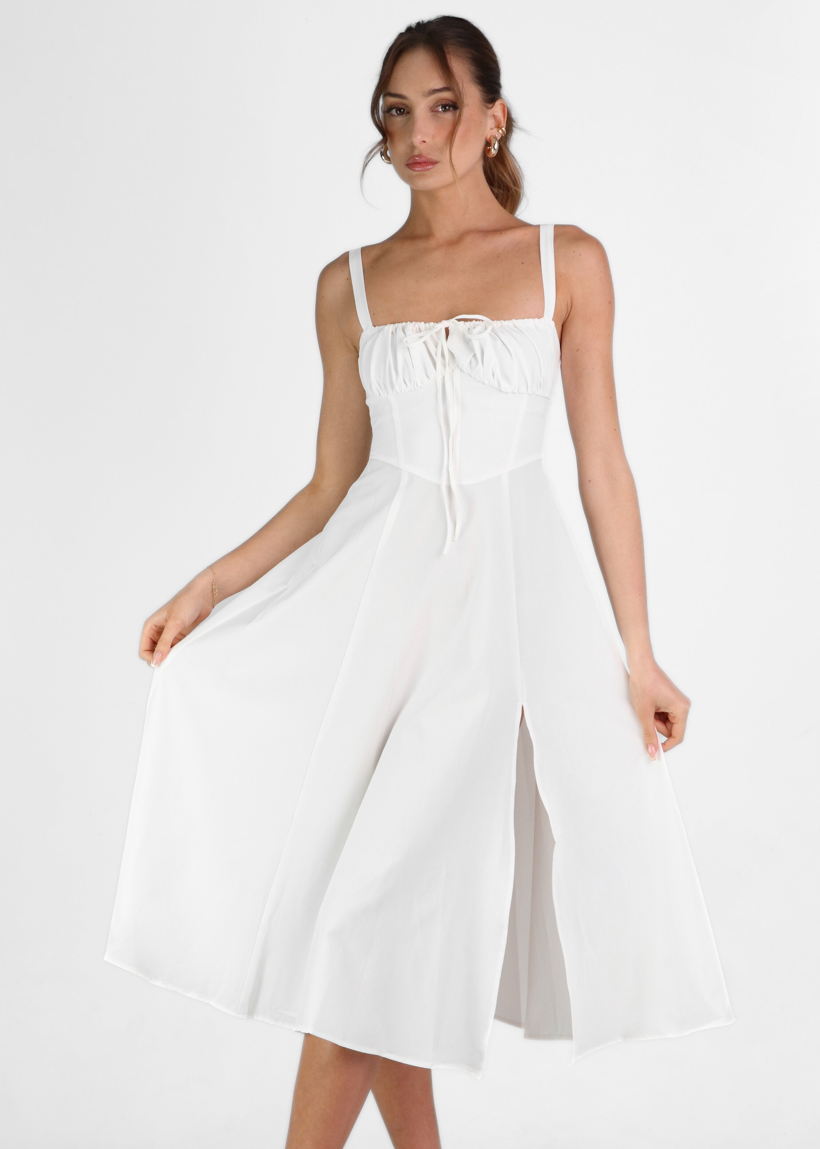 ORNELLA - vestito midi ampio in bianco