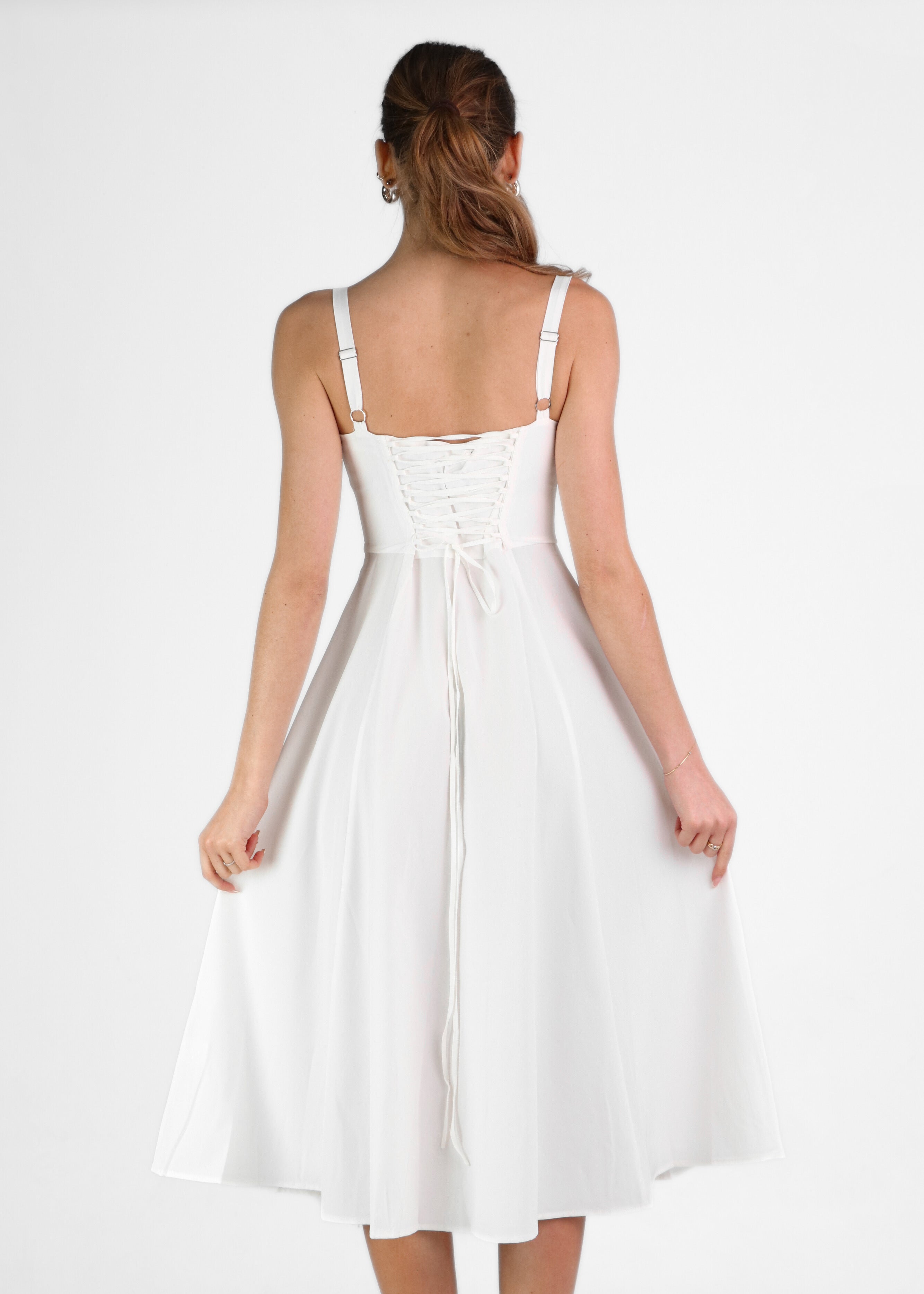 ORNELLA - vestito midi ampio in bianco