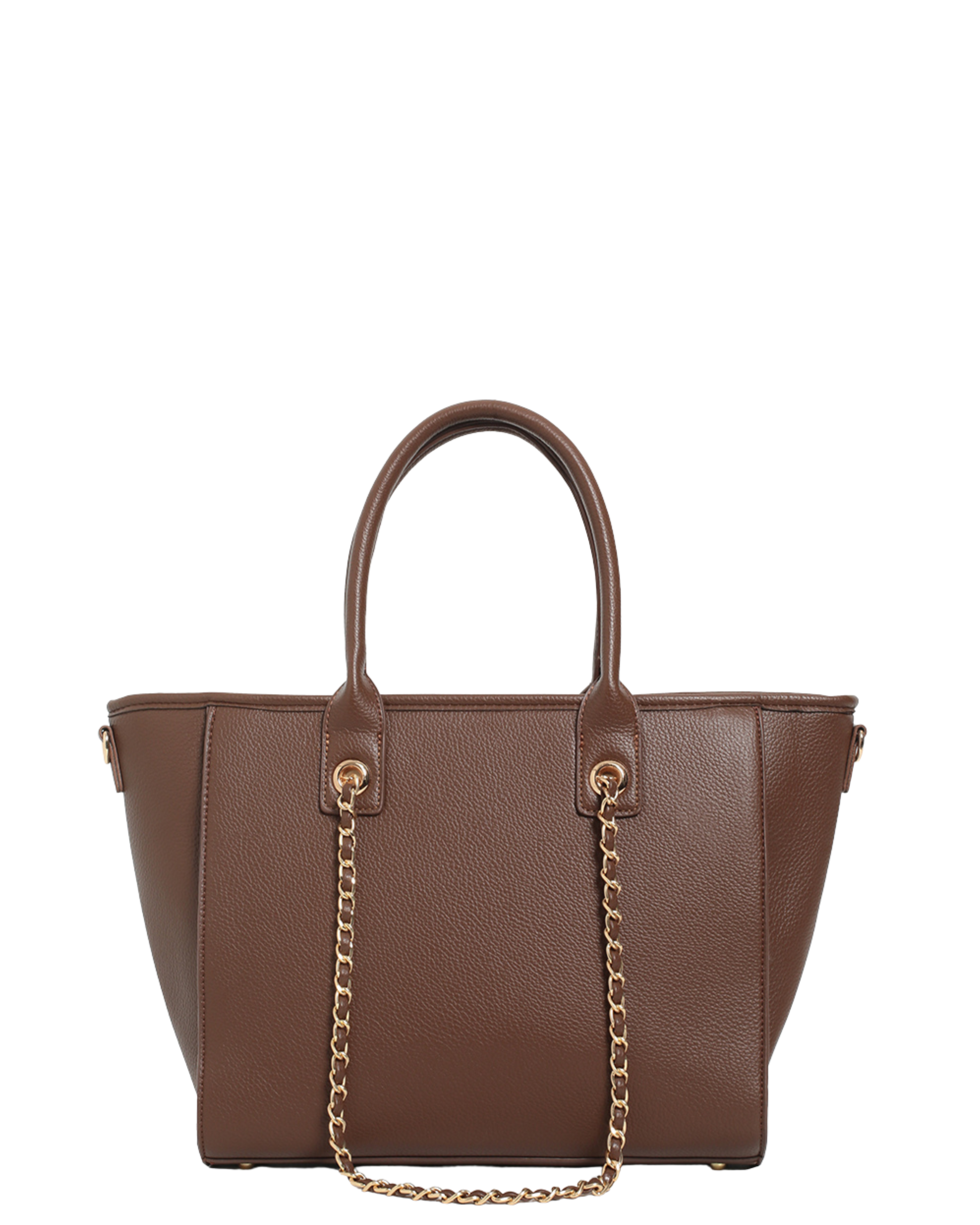 JANE - borsa shopper unibag marrone con catena oro