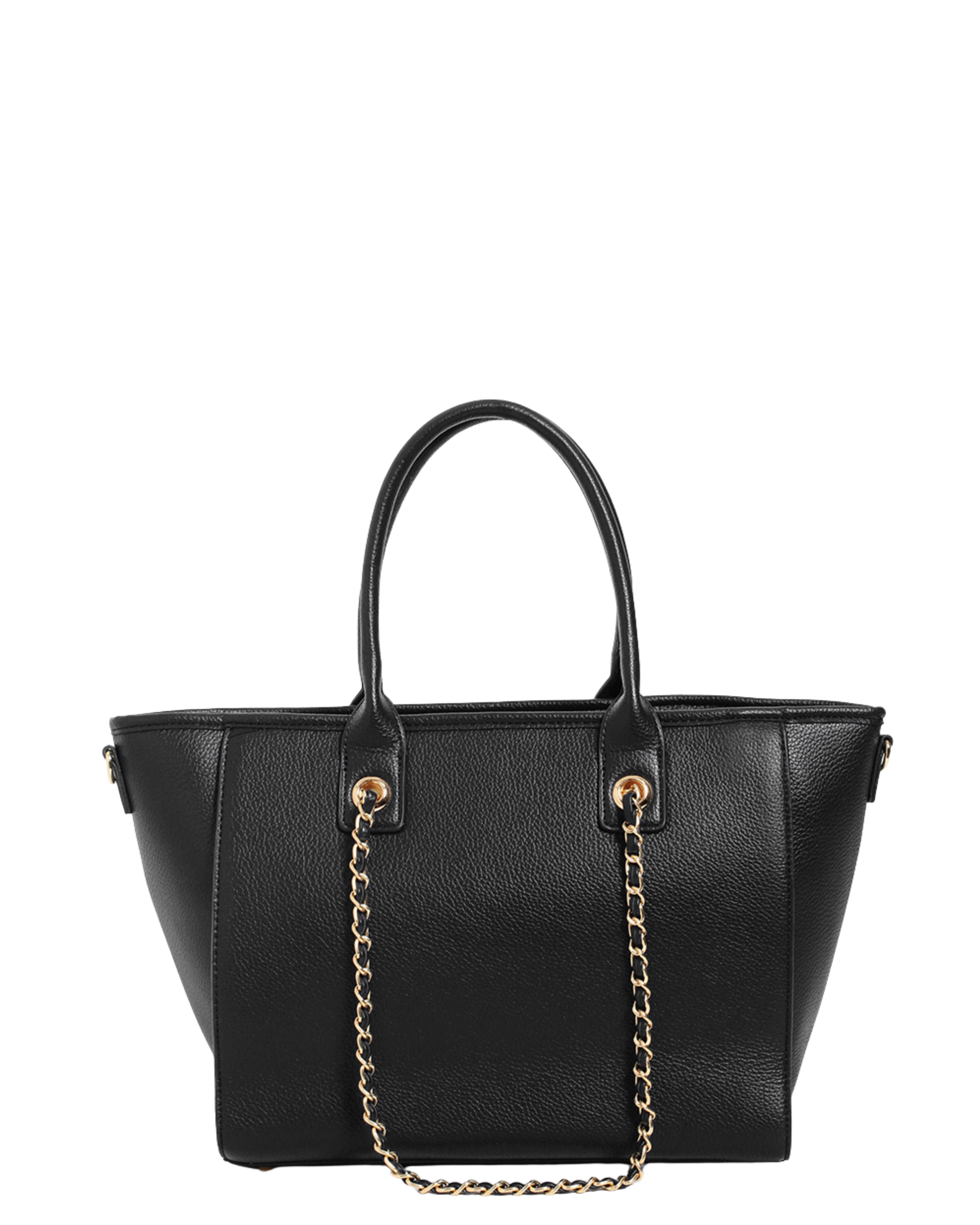 JANE - borsa shopper unibag nera con catena oro