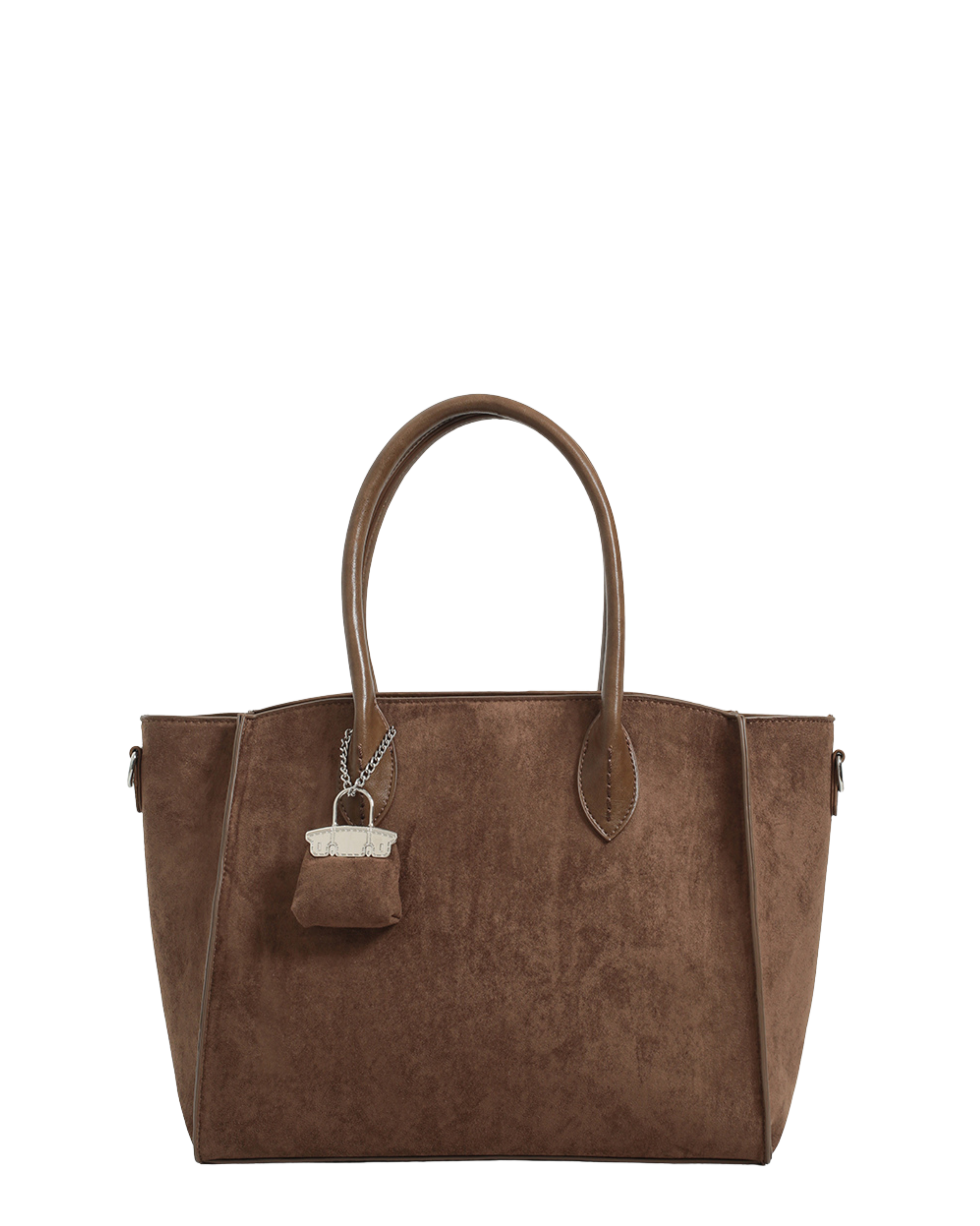 VALERY - borsa tote a spalla effetto camoscio con charm borsetta