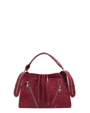 MINNIE - borsa bordeaux effetto lucido con zip decorative