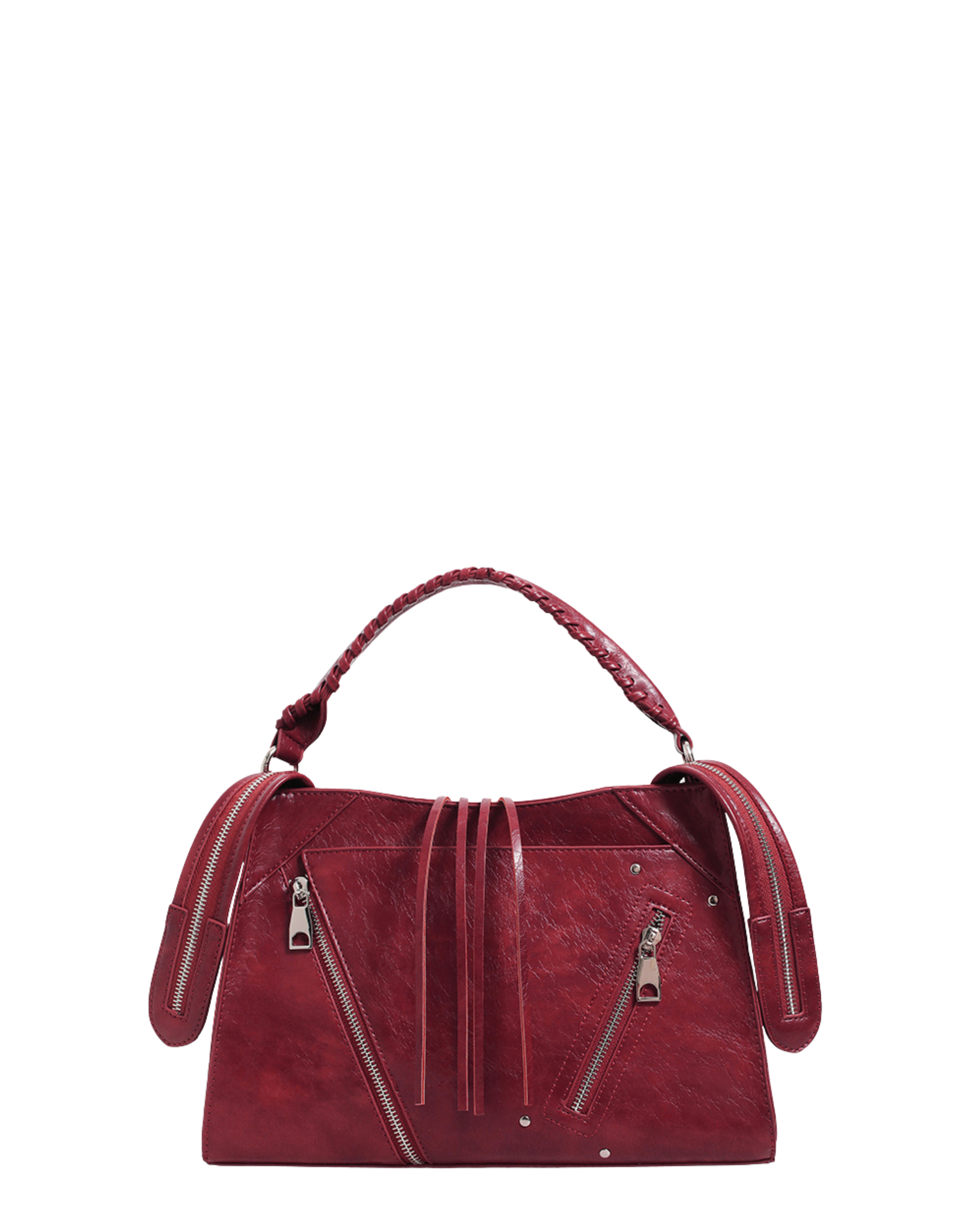 MINNIE - borsa bordeaux effetto lucido con zip decorative