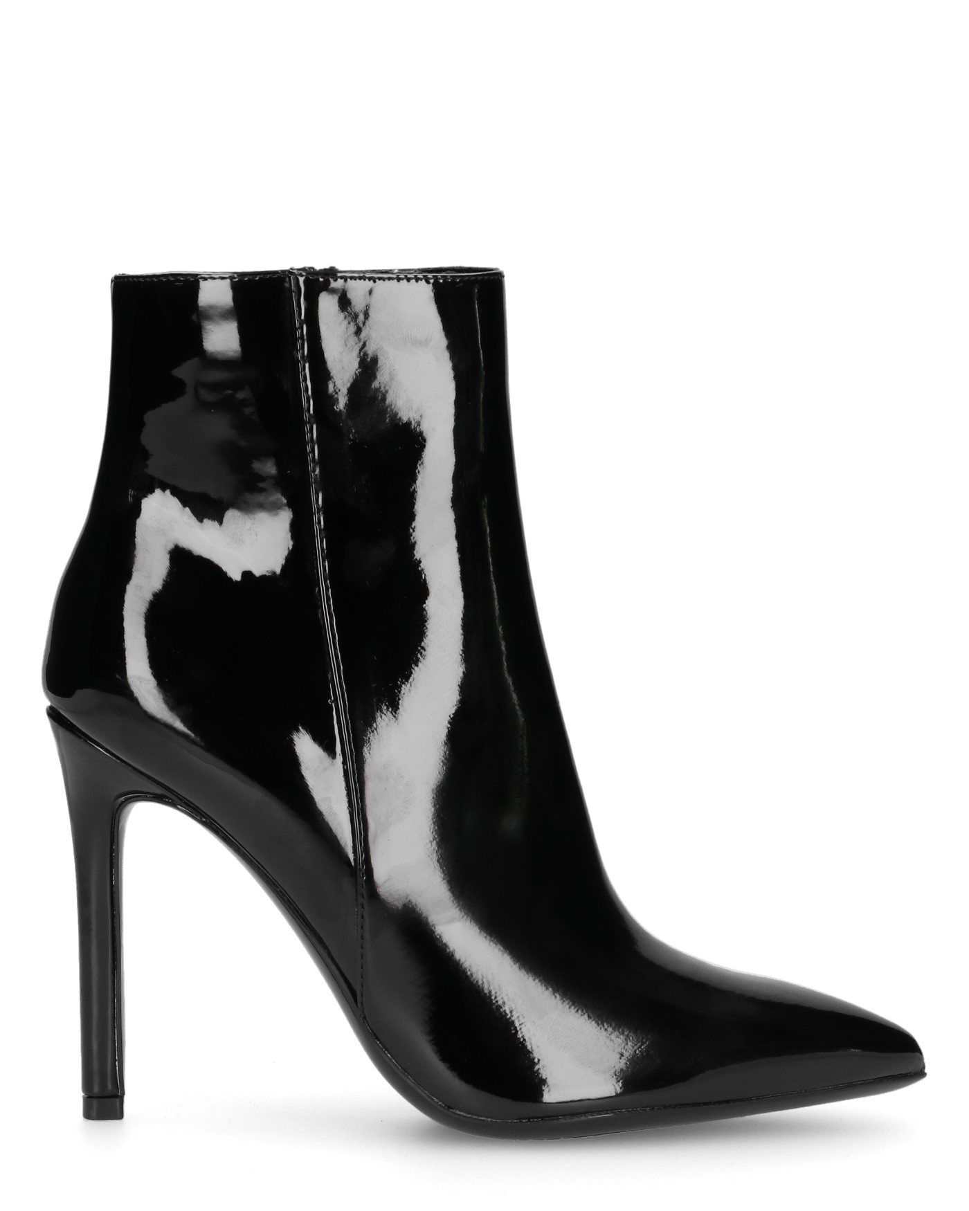 QUINN - stivaletto con tacco a punta effetto glassy nero