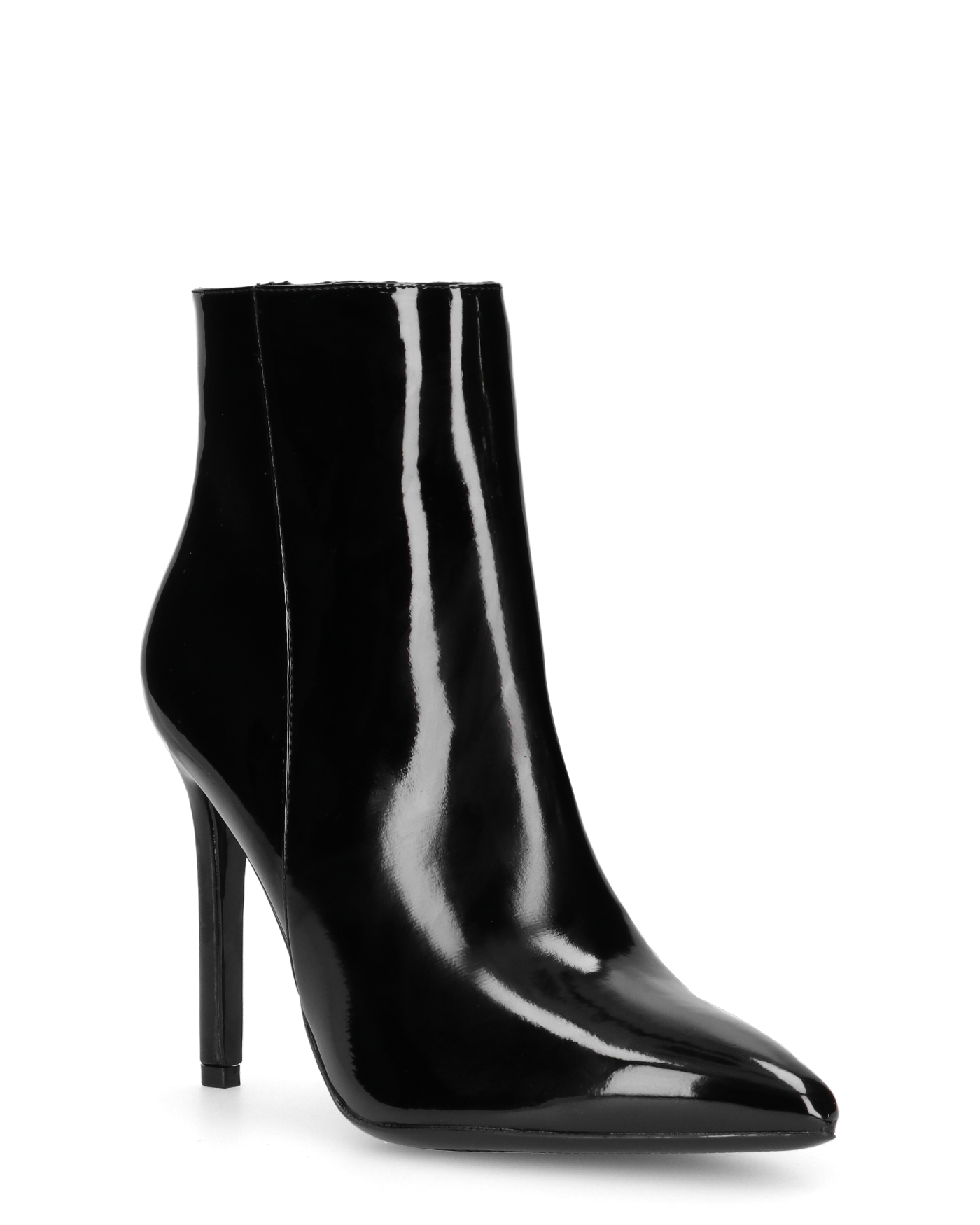 QUINN - stivaletto con tacco a punta effetto glassy nero