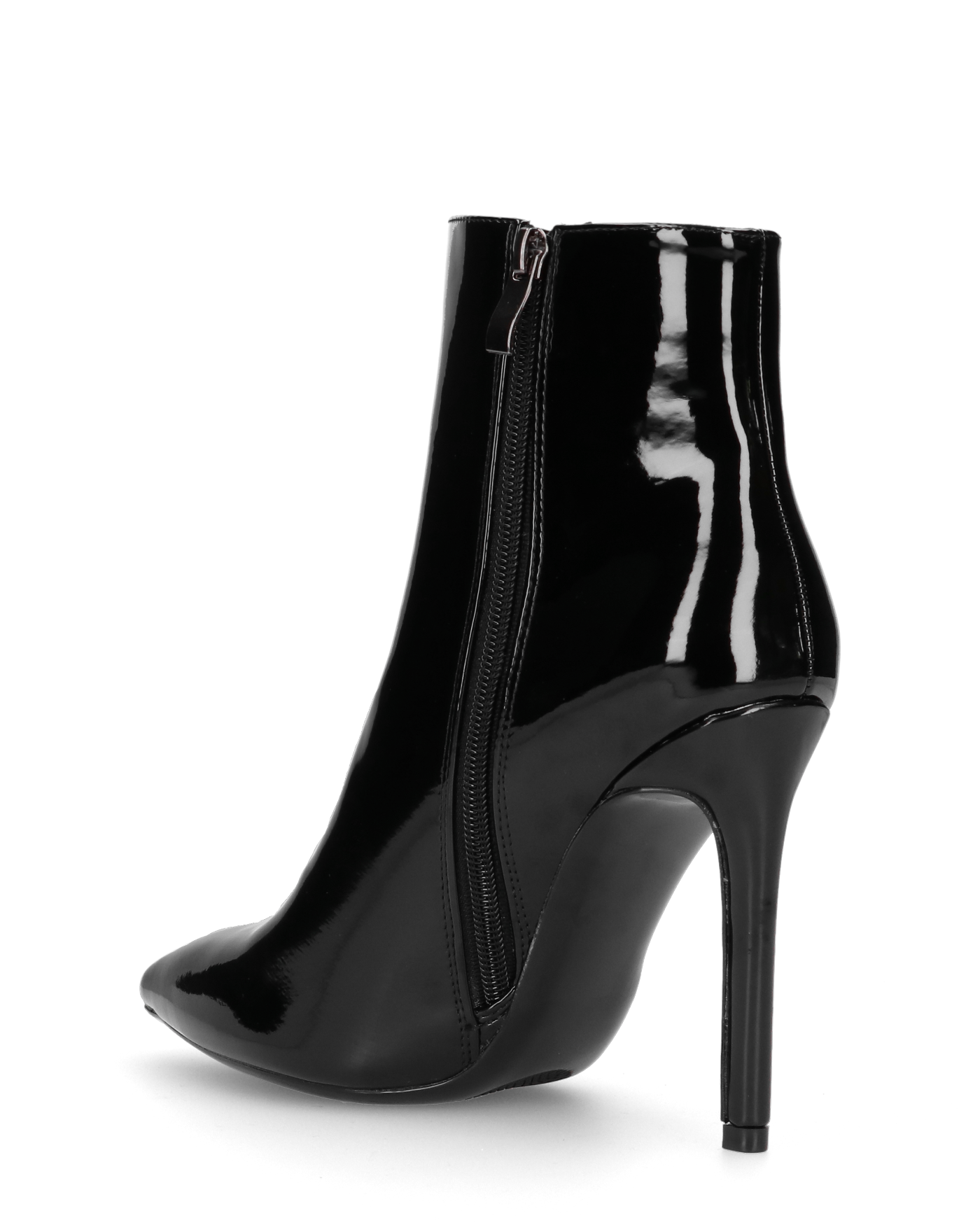 QUINN - stivaletto con tacco a punta effetto glassy nero