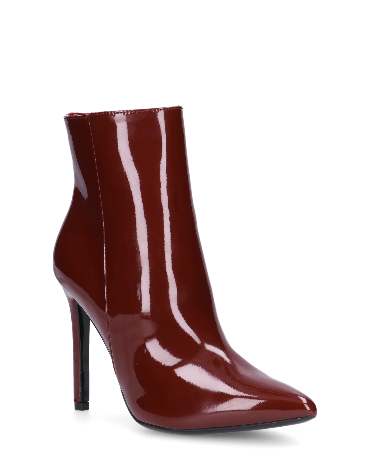 QUINN - stivaletto con tacco a punta effetto glassy burgundy