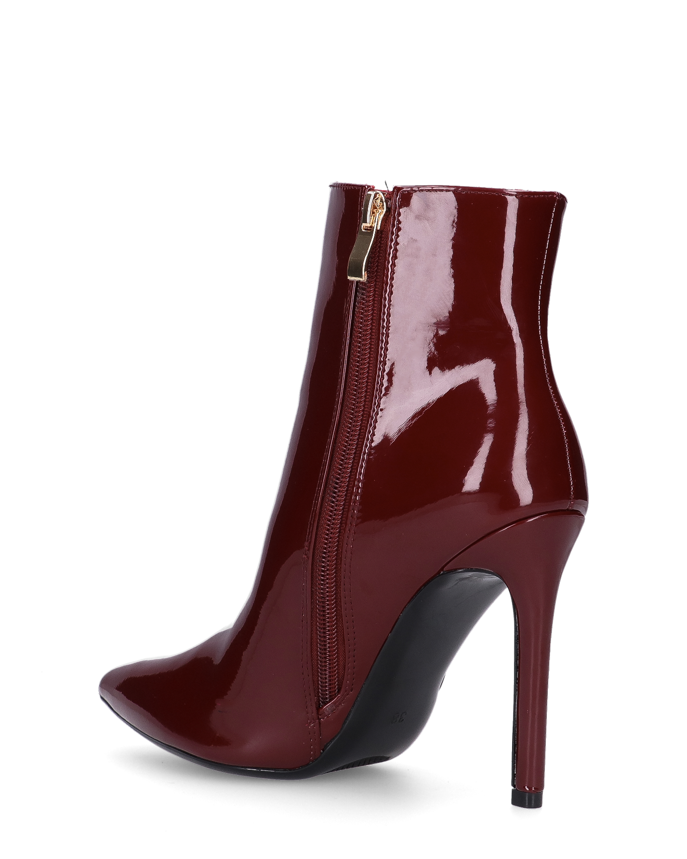 QUINN - stivaletto con tacco a punta effetto glassy burgundy