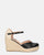 REDIA - sandali con zeppe in paglia e punta in ecopelle nera