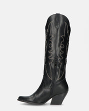 REJA - camperos alti neri con ricami in bianco