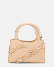 RIBBY - borsetta a mano beige con chiusura a cerniera e fiocchetti decorativi