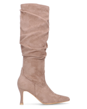 RONIE - stivale alto in camoscio beige effetto arricciato