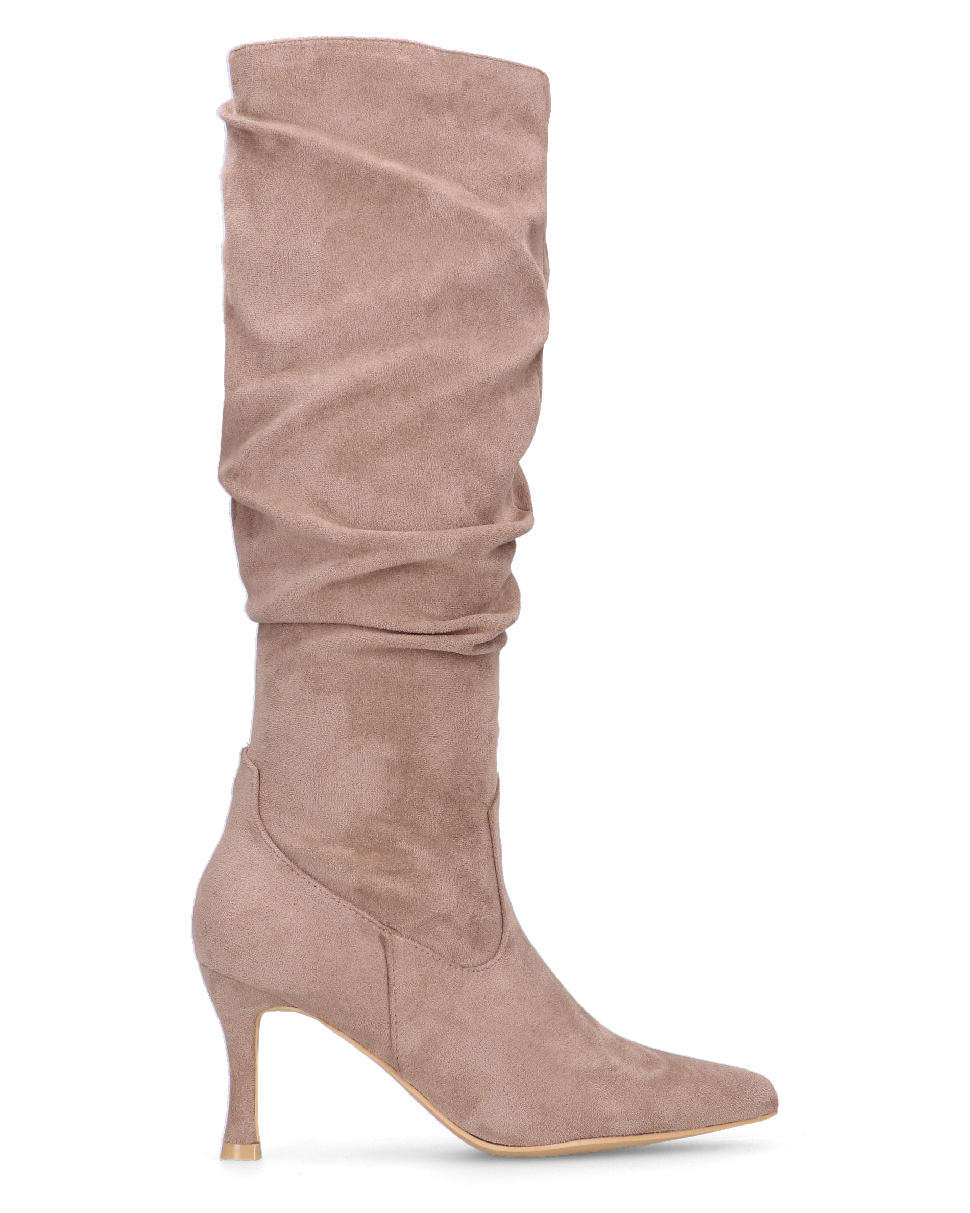 RONIE - stivale alto in camoscio beige effetto arricciato