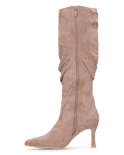 RONIE - stivale alto in camoscio beige effetto arricciato