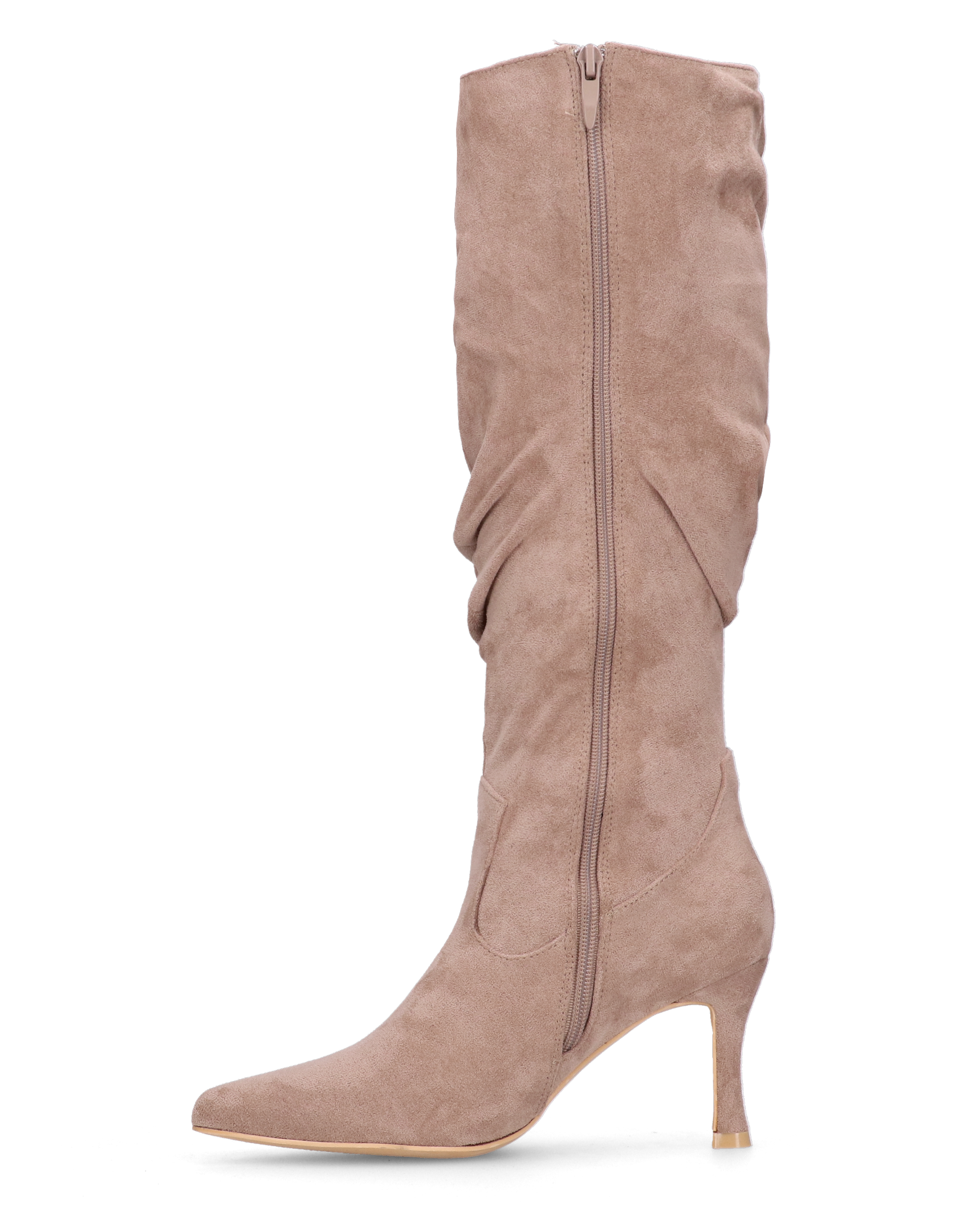 RONIE - stivale alto in camoscio beige effetto arricciato