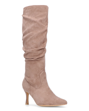 RONIE - stivale alto in camoscio beige effetto arricciato