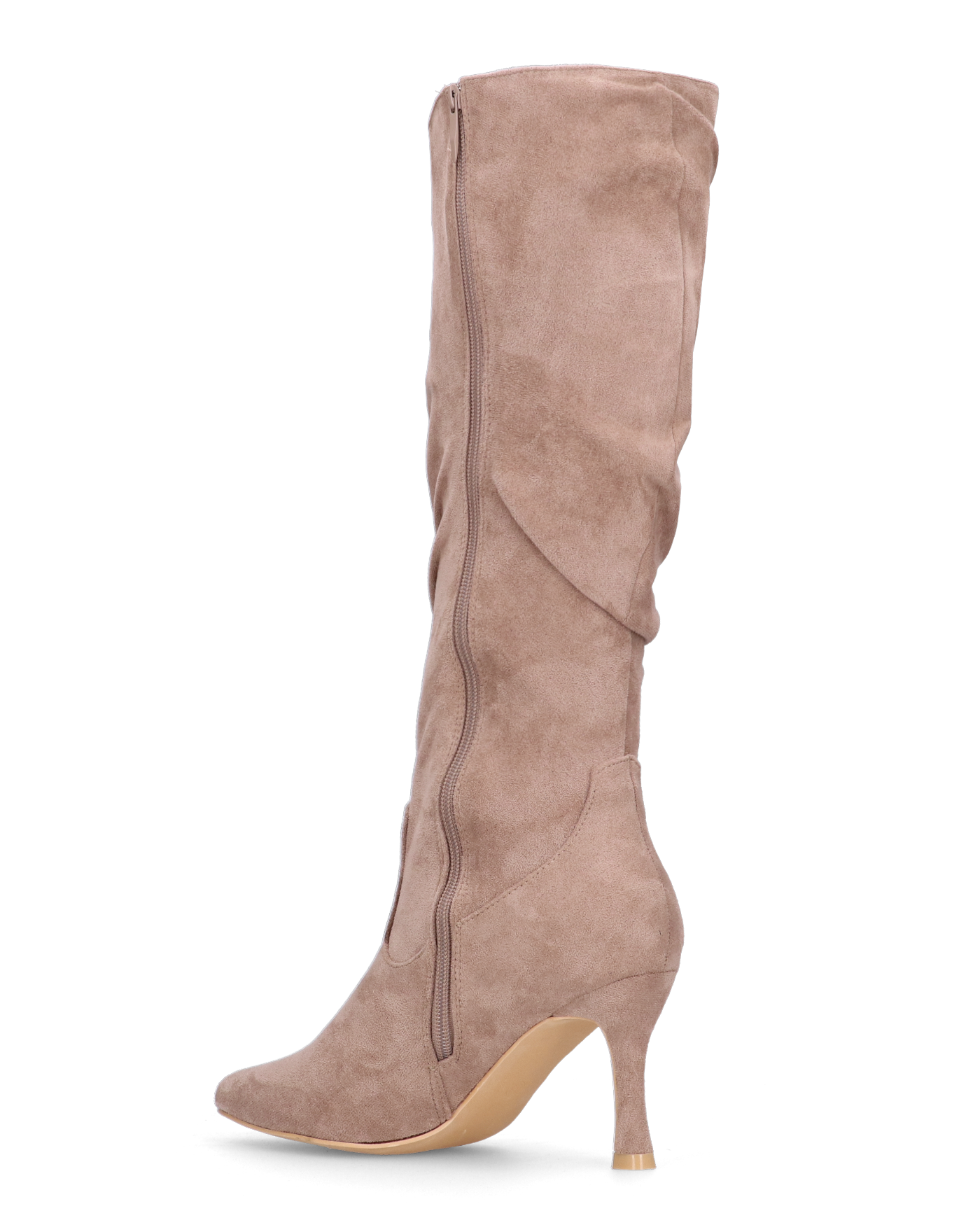 RONIE - stivale alto in camoscio beige effetto arricciato