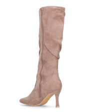 RONIE - stivale alto in camoscio beige effetto arricciato