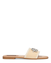 ROZENN - ciabattine beige con fascia ricamata e gemme