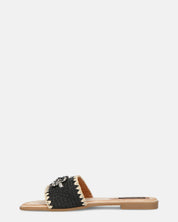 ROZENN - ciabattine beige con fascia nera ricamata e gemme