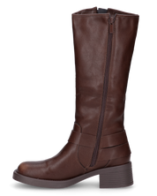 SHAKIIRA - stivali marroni alti sotto al ginocchio con cinturini e fibbie