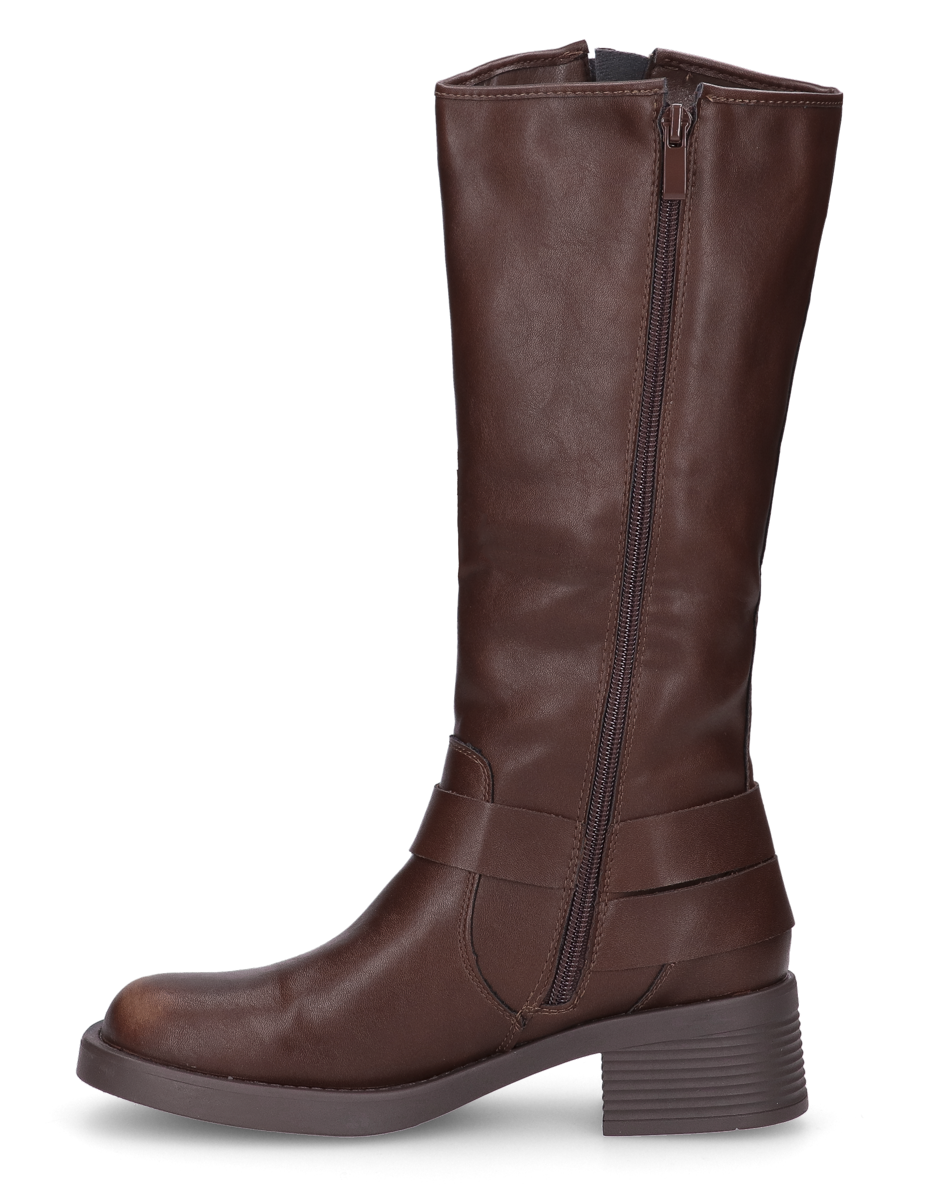 SHAKIIRA - stivali marroni alti sotto al ginocchio con cinturini e fibbie