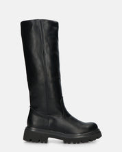 SANDRA - stivali anfibi neri con cerniera laterale