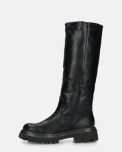 SANDRA - stivali anfibi neri con cerniera laterale