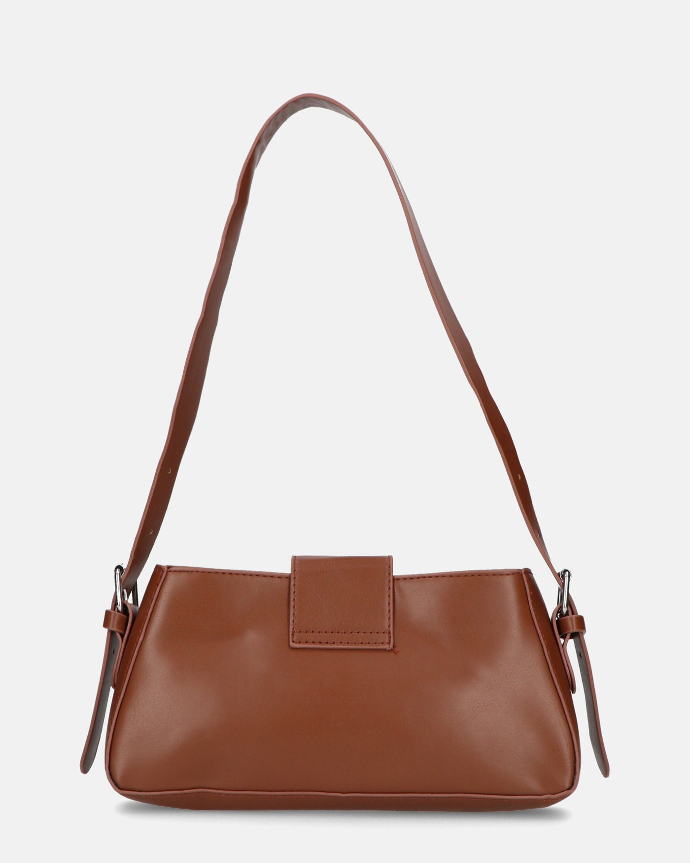 SAROY - borsa a tracolla marrone con chiusura a cintura e zip