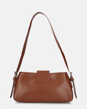 SAROY - borsa a tracolla marrone con chiusura a cintura e zip