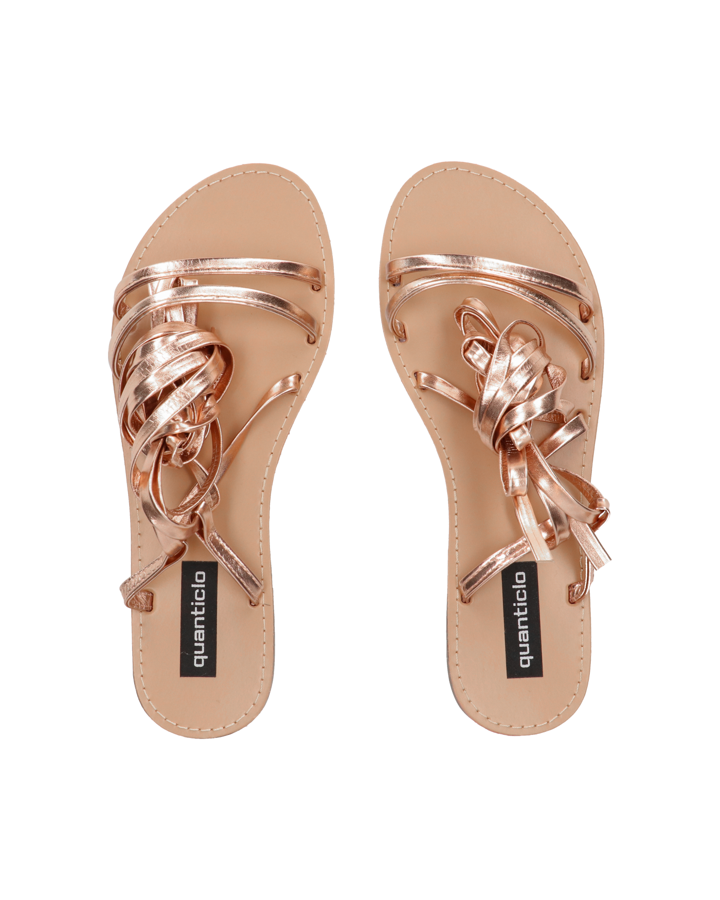 SEA - sandali bassi con fasce e cordini bronzo metallico