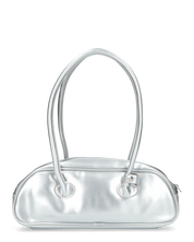 SHASA - borsa argentata a spalla con chiusura zip