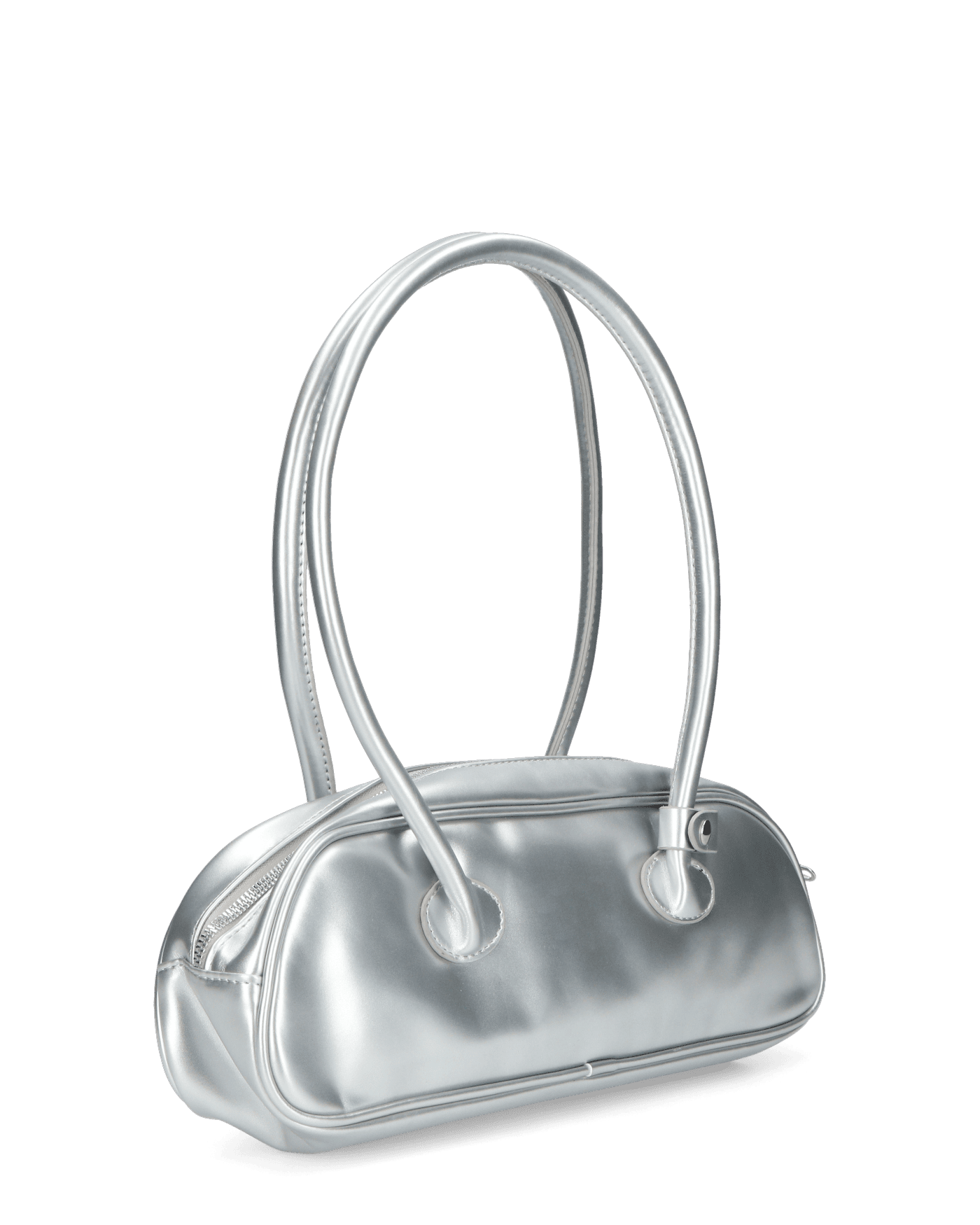 SHASA - borsa argentata a spalla con chiusura zip