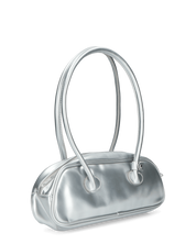 SHASA - borsa argentata a spalla con chiusura zip