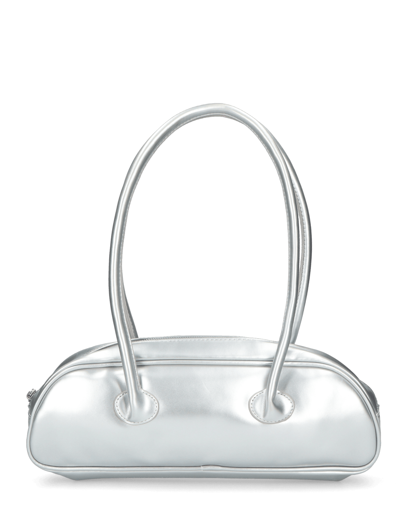 SHASA - borsa argentata a spalla con chiusura zip