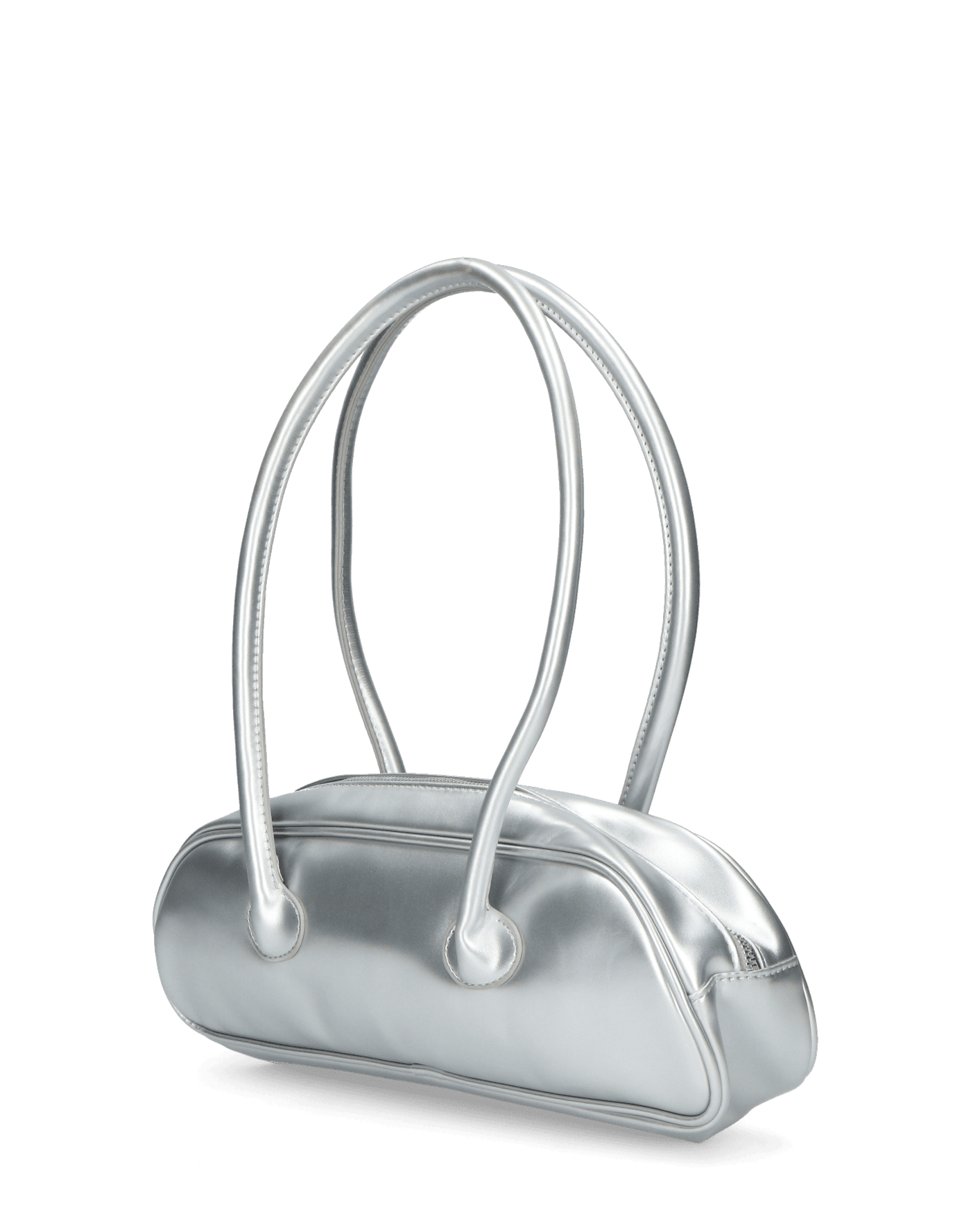 SHASA - borsa argentata a spalla con chiusura zip